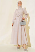 Front Stoned Dress Beige