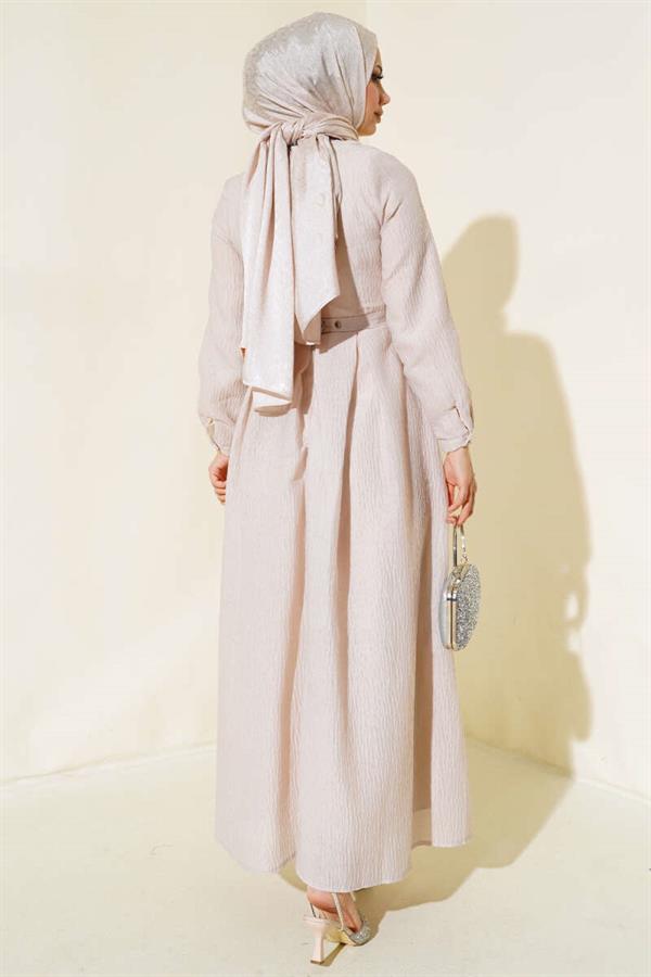 Front Stoned Dress Beige