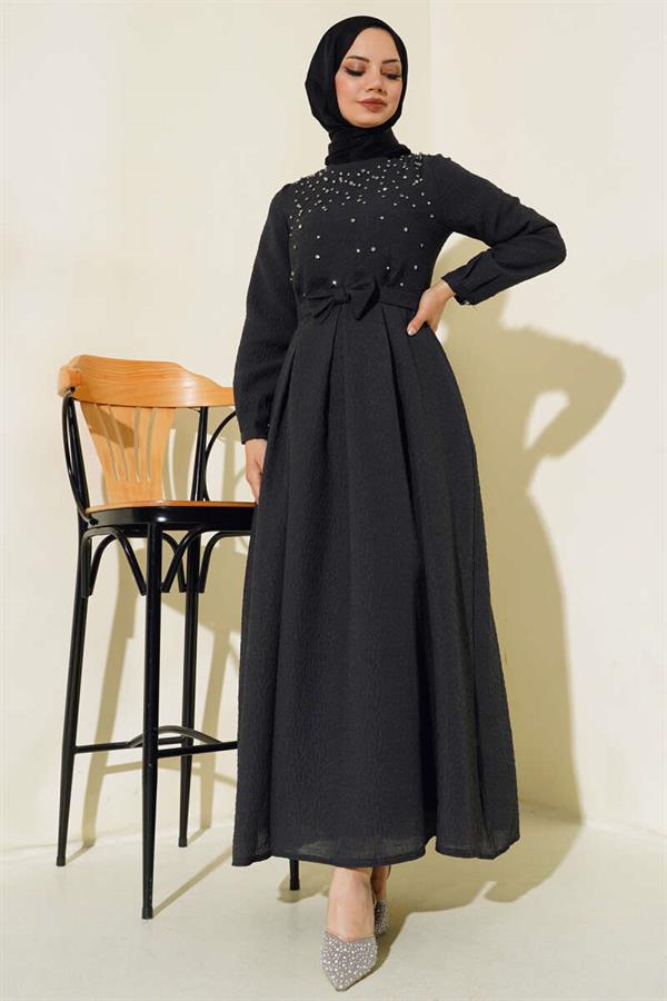 Front Stoned Dress Black