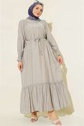 Grey Ruffled Dress with Glides at the Front and Ankles