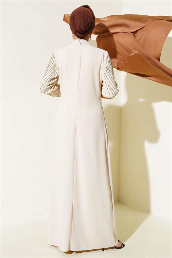 Dress with Stone Embellished Front and Sleeves