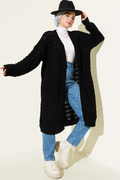 Knitted Cardigan with Knitted Pattern Detail, Black