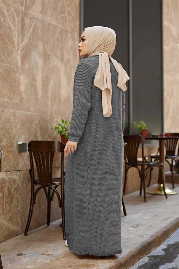 Knitted Cardigan Suit Gray