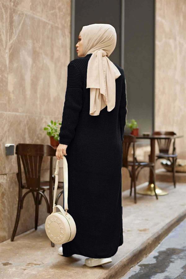 Knitted Cardigan Suit Black