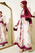 Authentic Pattern Buttoned Dress in Burgundy