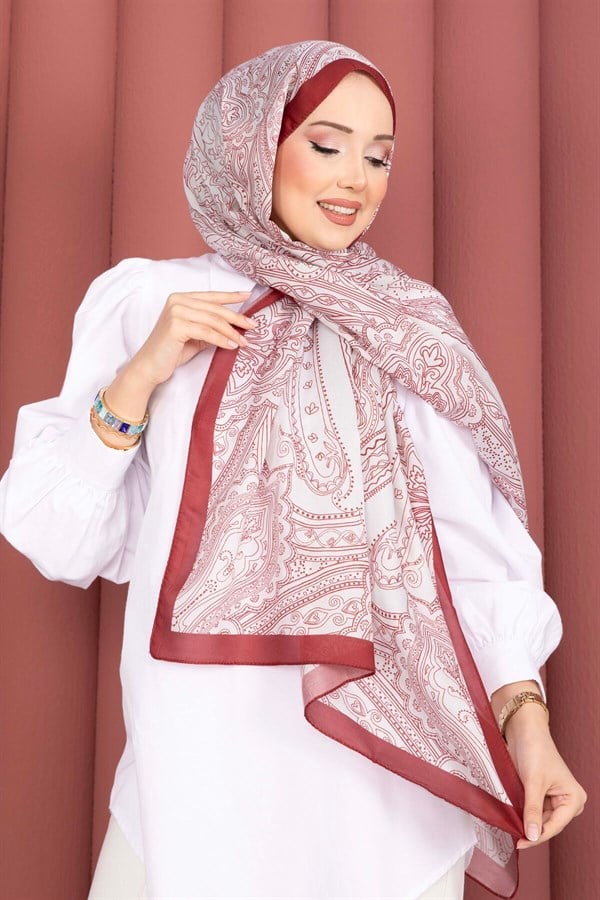 Authentic Motif Shawl Series Burgundy
