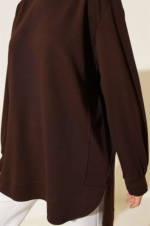 Oval Stitched Loisha Tunic, Brown