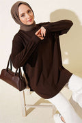 Oval Stitched Loisha Tunic, Brown