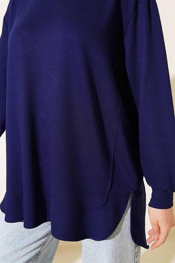 Oval Stitched Loisha Tunic, Navy Blue