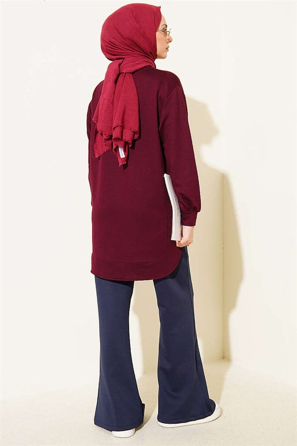 Oval Stitched Loisha Tunic, Plum