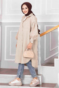 Oval Cut Hijab Shirt Tunic Stone