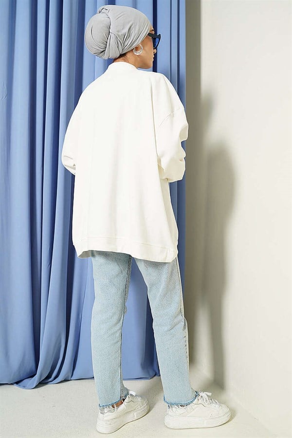 Oversize Interlock Basic Tunic, Ecru