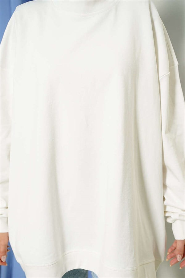 Oversize Interlock Basic Tunic, Ecru