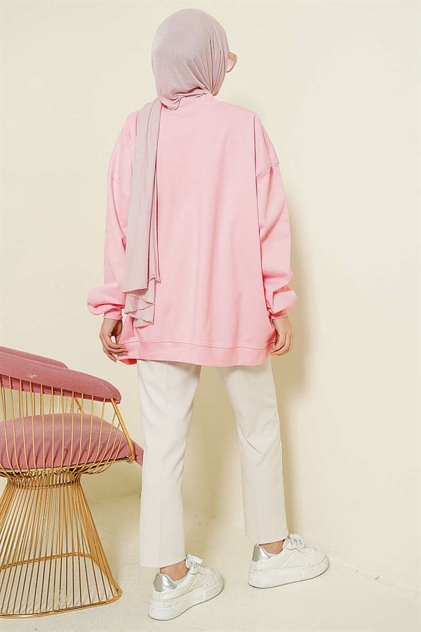 Oversize Interlock Basic Tunic Pink