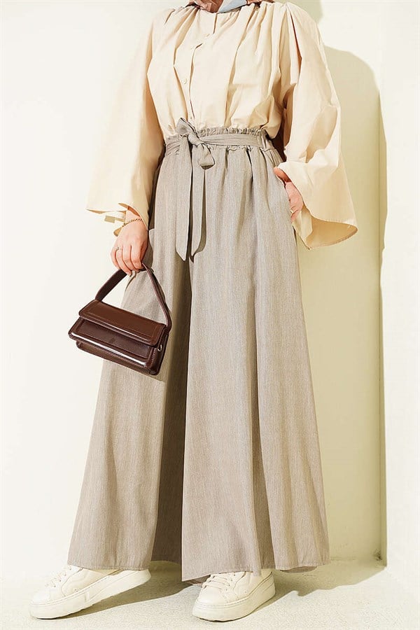 Oversize Tie-Up Trousers, Beige