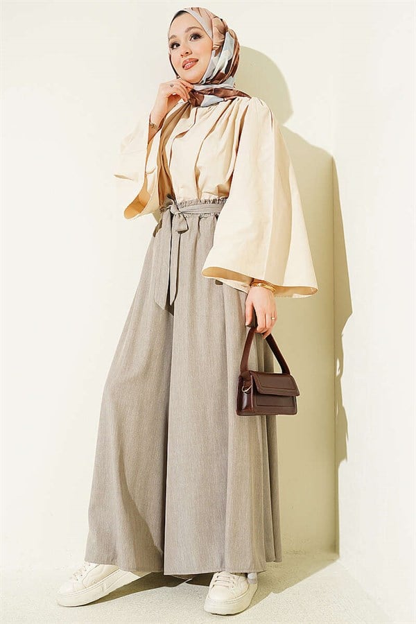Oversize Tie-Up Trousers, Beige