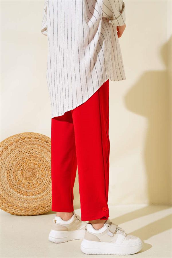 Casual Button-Up Trousers in Red