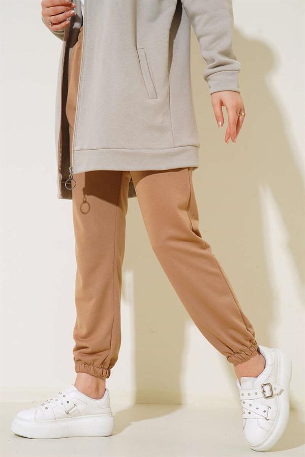 Elastic Leg Jogger Pants Latte
