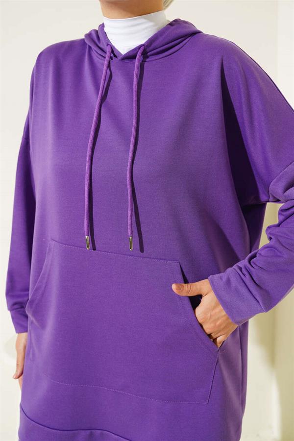 Elastic Leg Hooded 2 Piece Set Lilac