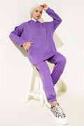 Elastic Leg Hooded 2 Piece Set Lilac