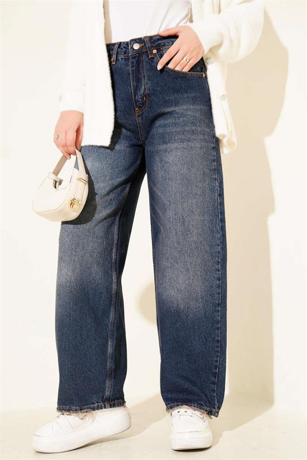 Baggy Trousers with Tassel Detail on Legs, Dark Blue