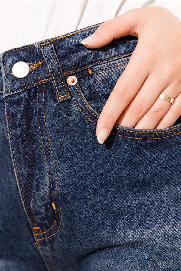 Baggy Trousers with Tassel Detail on Legs, Dark Blue