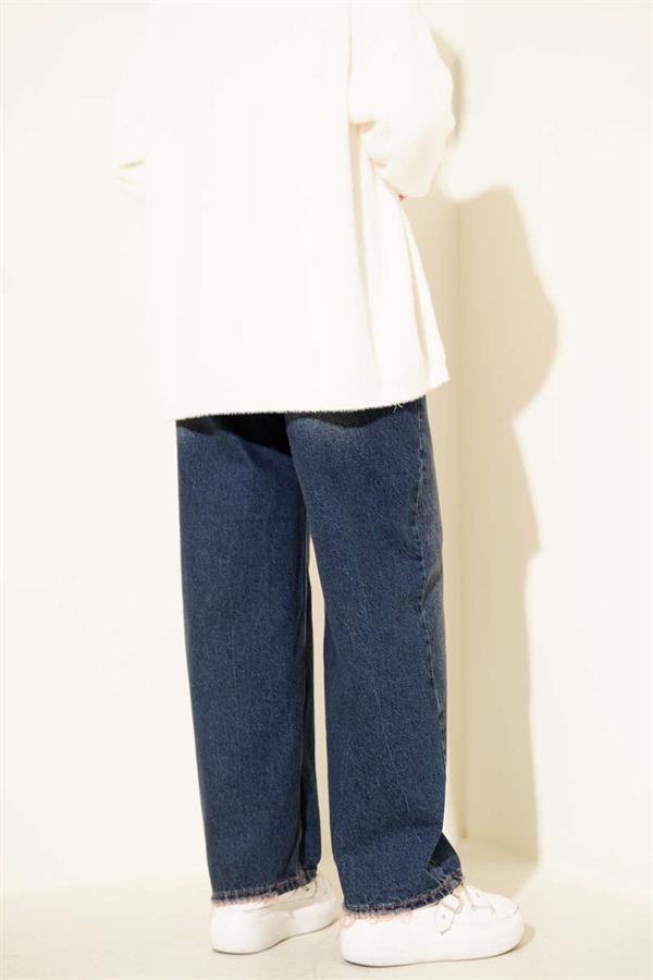 Baggy Trousers with Tassel Detail on Legs, Dark Blue