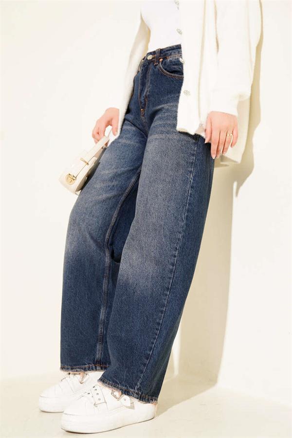 Baggy Trousers with Tassel Detail on Legs, Dark Blue