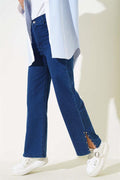Jeans with Stones on the Side Legs Navy Blue