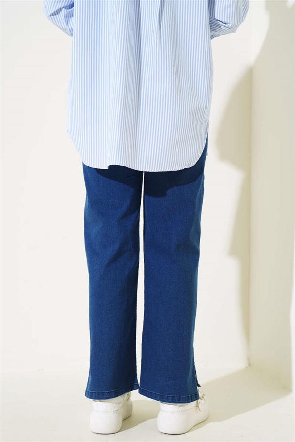 Jeans with Stones on the Side Legs Navy Blue