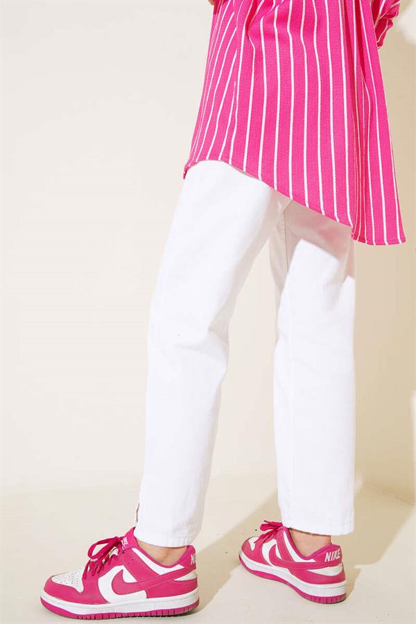 White Jeans with Slit Legs