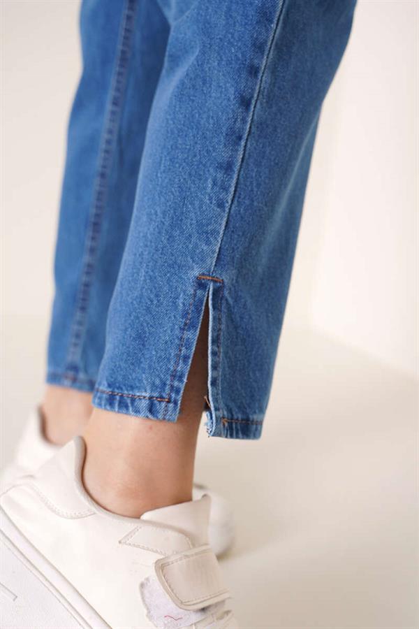 Jeans with Slit Legs Medium Blue