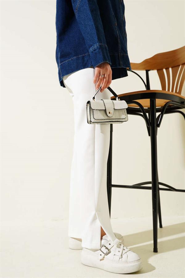 Slit Leg Scuba Trousers White