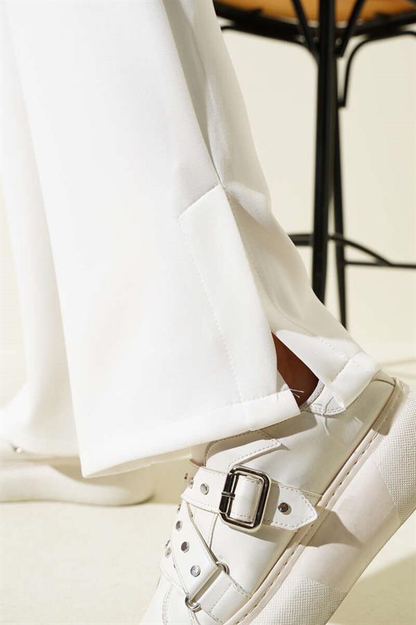 Slit Leg Scuba Trousers White