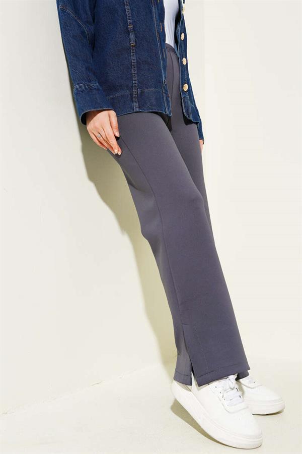 Slit Leg Scuba Trousers Smoke