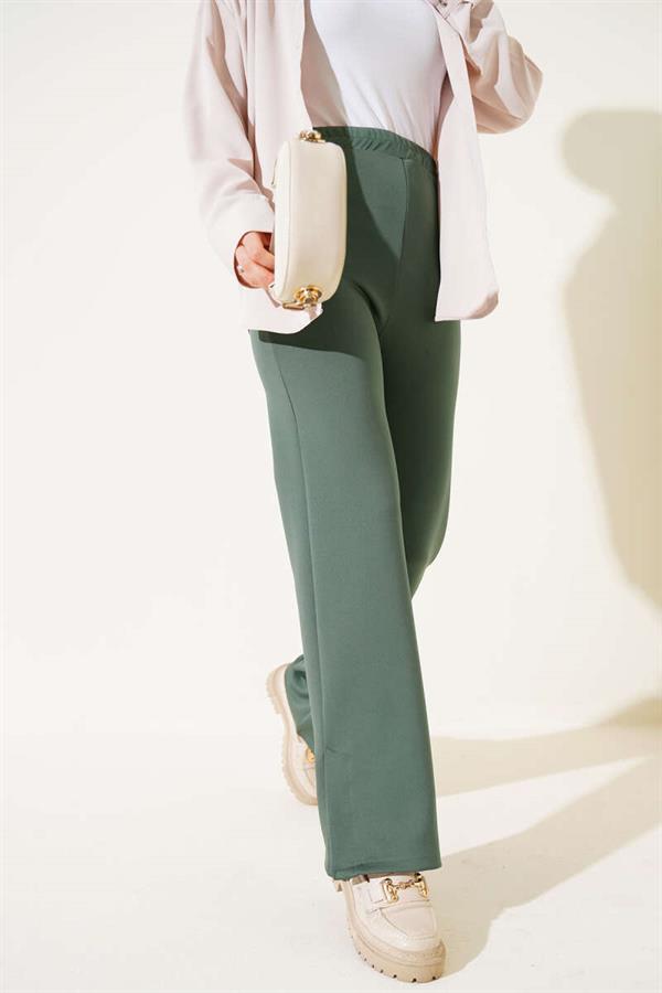 Slit Leg Scuba Trousers Khaki