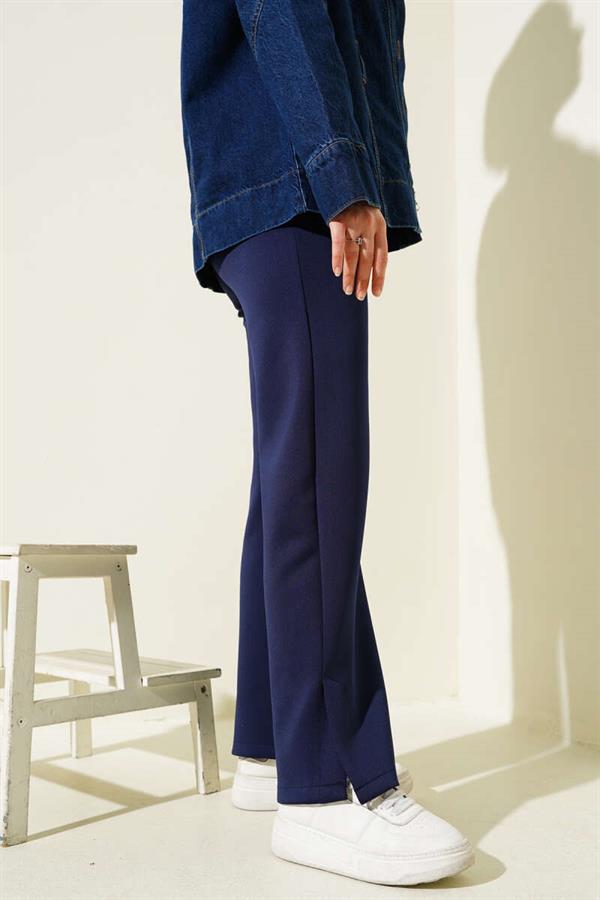 Slit Leg Scuba Trousers Navy Blue