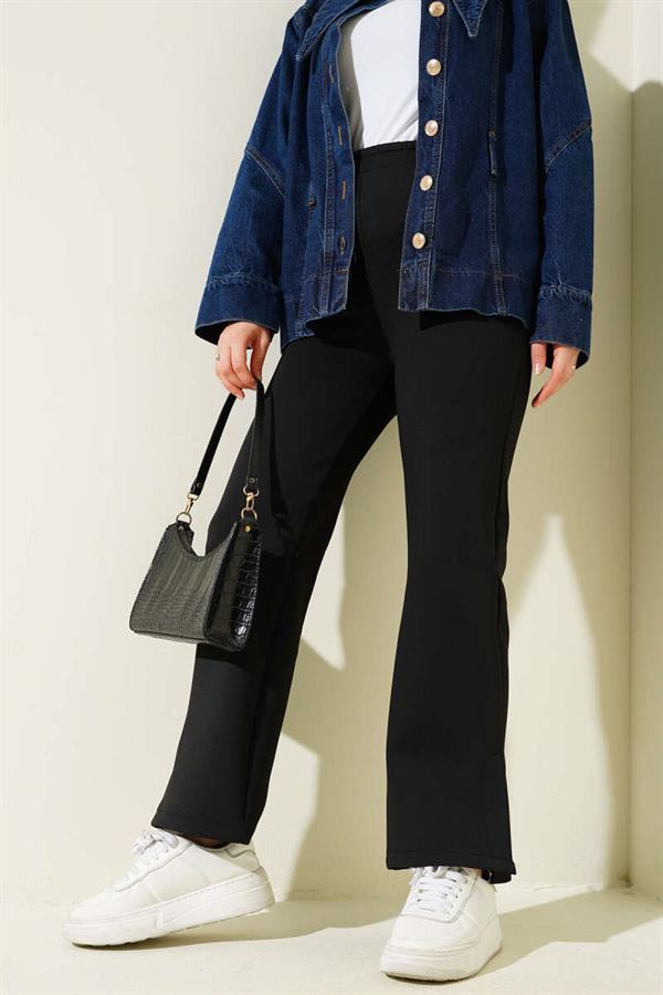 Slit Leg Scuba Trousers Black