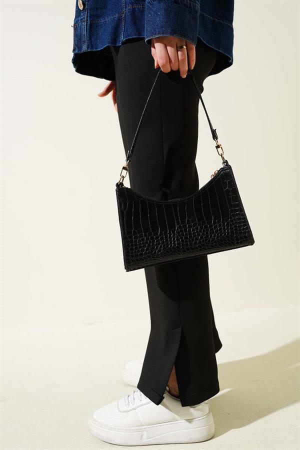Slit Leg Scuba Trousers Black