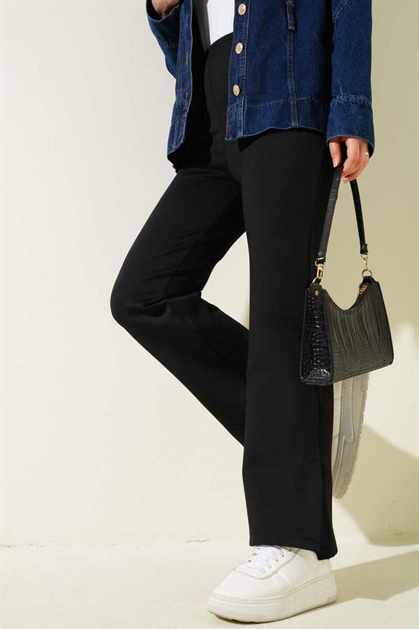 Slit Leg Scuba Trousers Black