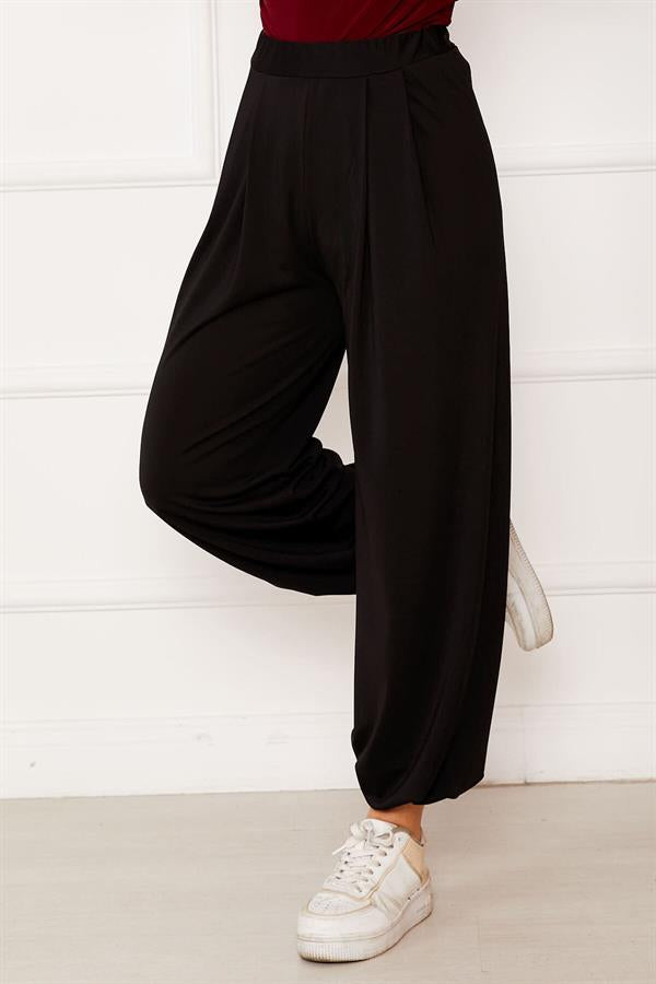 Elasticated Leg Comfortable Fit Shalwar Trousers Black