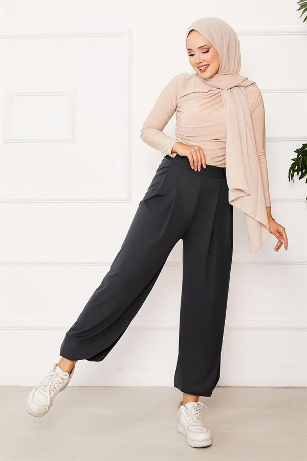 Elasticated Leg Comfortable Fit Shalwar Trousers Anthracite
