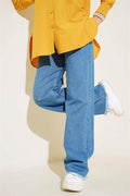 Medium Blue Trousers with Tasseled Legs
