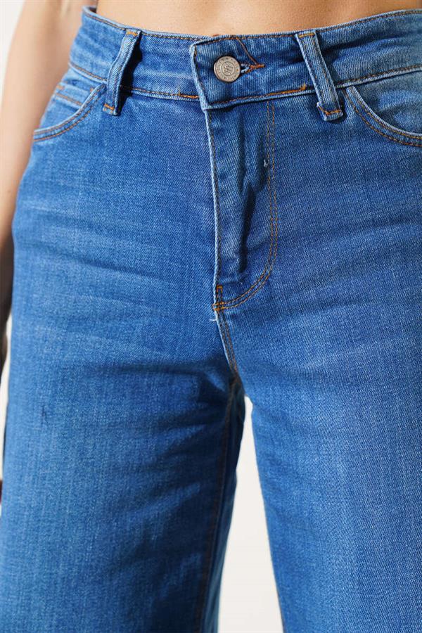 Tasseled Palazzo Jeans in Blue