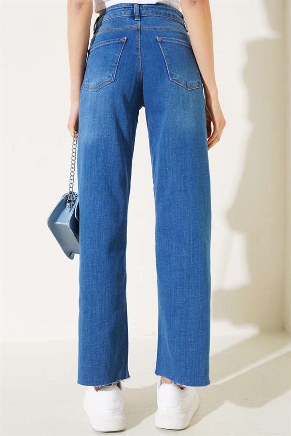 Tasseled Palazzo Jeans in Blue