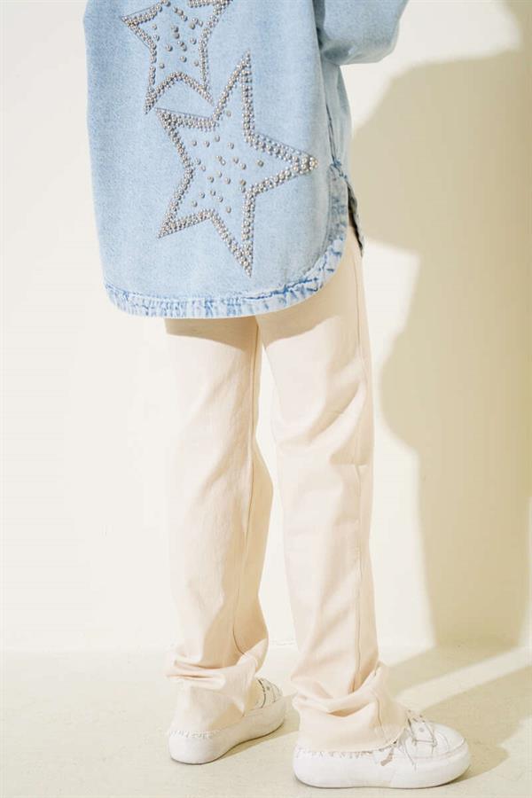 Tasseled Palazzo Jeans Trousers Stone