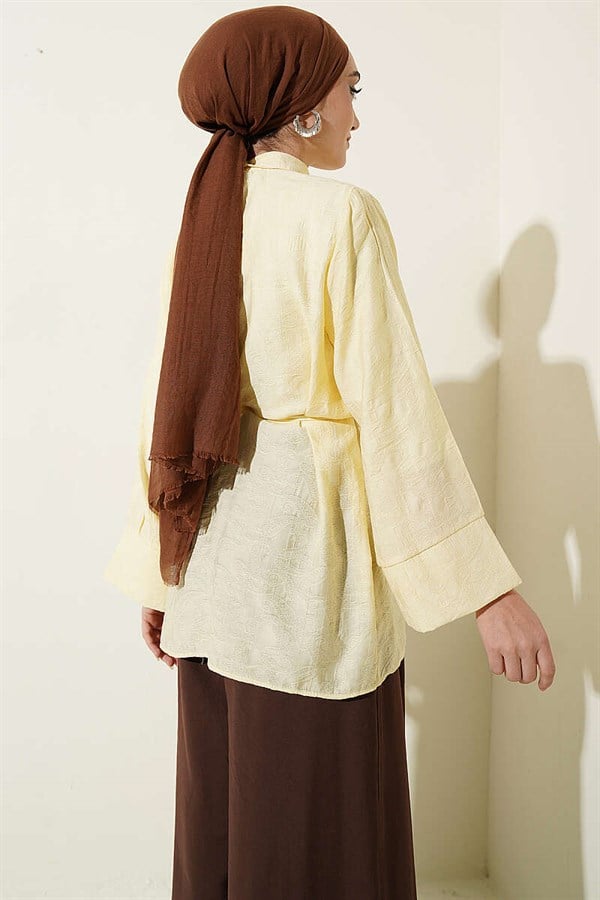 Paisley Patterned Belted Shirt Yellow