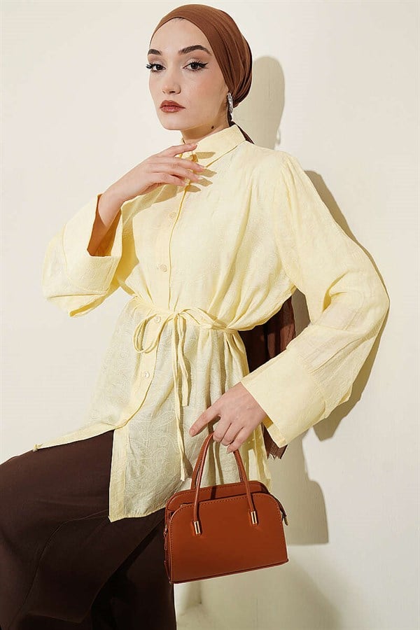 Paisley Patterned Belted Shirt Yellow