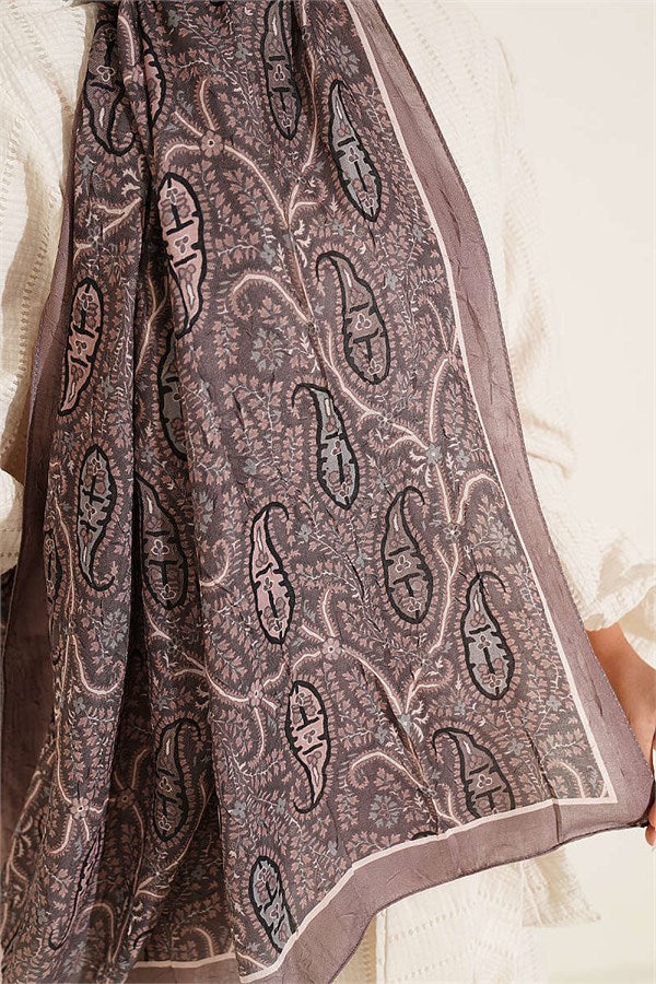 Paisley Crush Modal Shawl Coffee