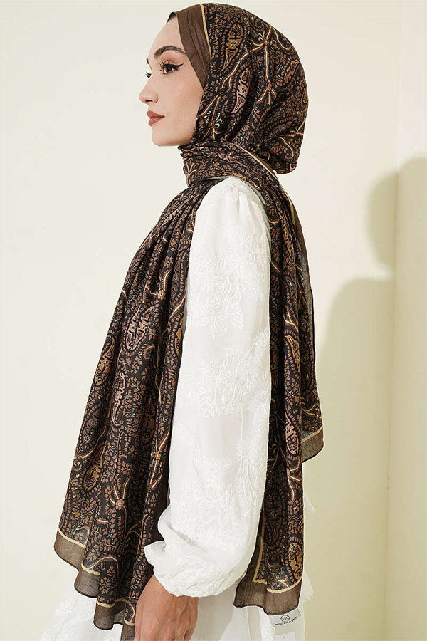 Paisley Crush Modal Shawl Camouflage Green